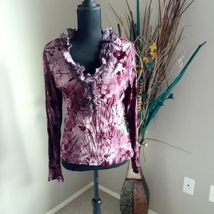 PANITTI Ladies Ruffled Velvet Tunic Top